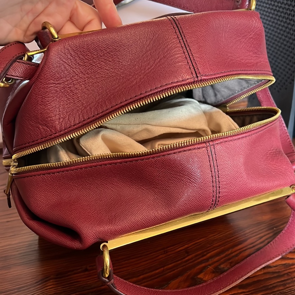 NWT J Crew Burgundy Leather Crossbody Satchel Purse Handbag - Picture 9 of 12